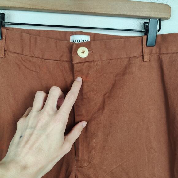 Esby Chino Pants Mens 34 Rust Clay Orange Preppy Slow Fashion Minimalist FLAW - Picture 5 of 12